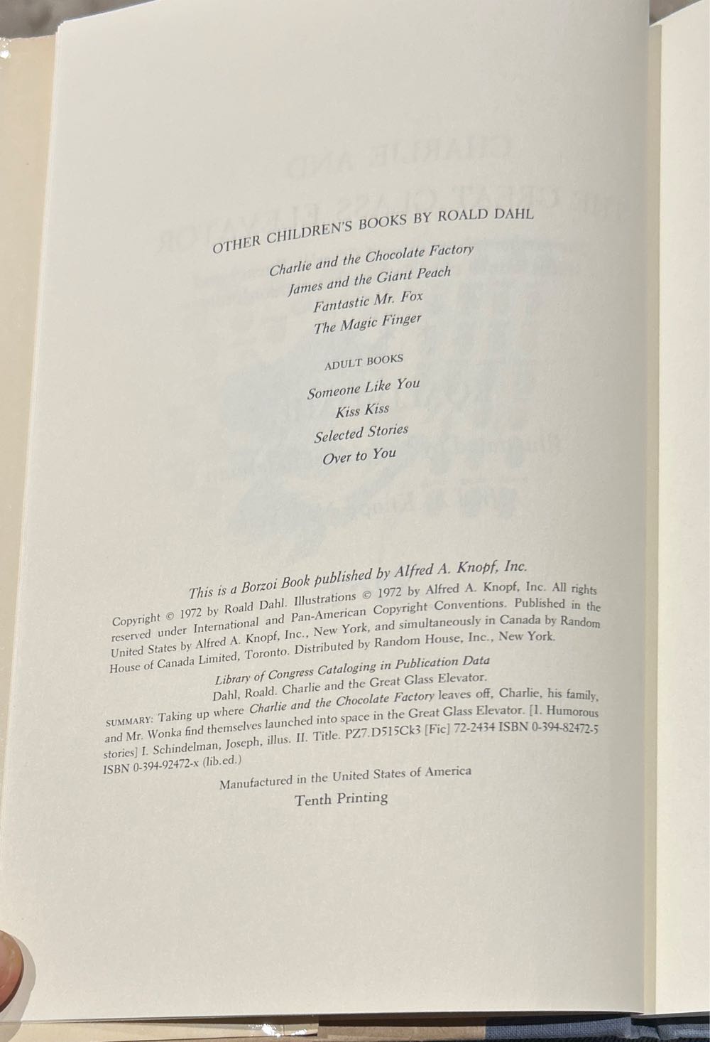 Charlie and the Great Glass Elevator - Roald Dahl (Knopf Books for Young Readers - Hardcover) book collectible [Barcode 9780394824727] - Main Image 3