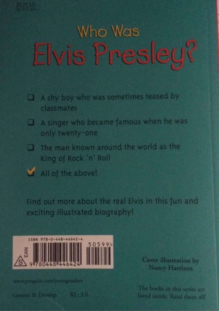Who was Elvis Presley? - Bobbie Ann Mason (Penquin Random House LLC - Paperback) book collectible [Barcode 9780448446424] - Main Image 2