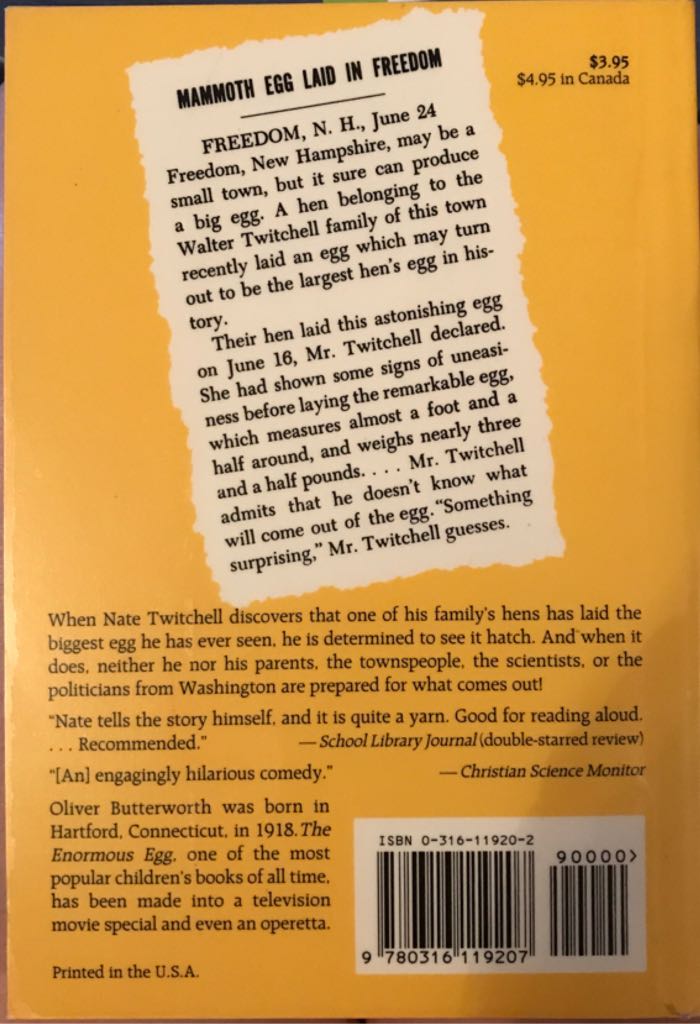 The Enormous Egg - Oliver Butterworth (Little, Brown and Company - Paperback) book collectible [Barcode 9780316119207] - Main Image 2