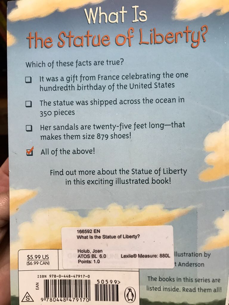 What Is the Statue of Liberty? - Joan Holub (Grosset & Dunlap - Paperback) book collectible [Barcode 9780448479170] - Main Image 2