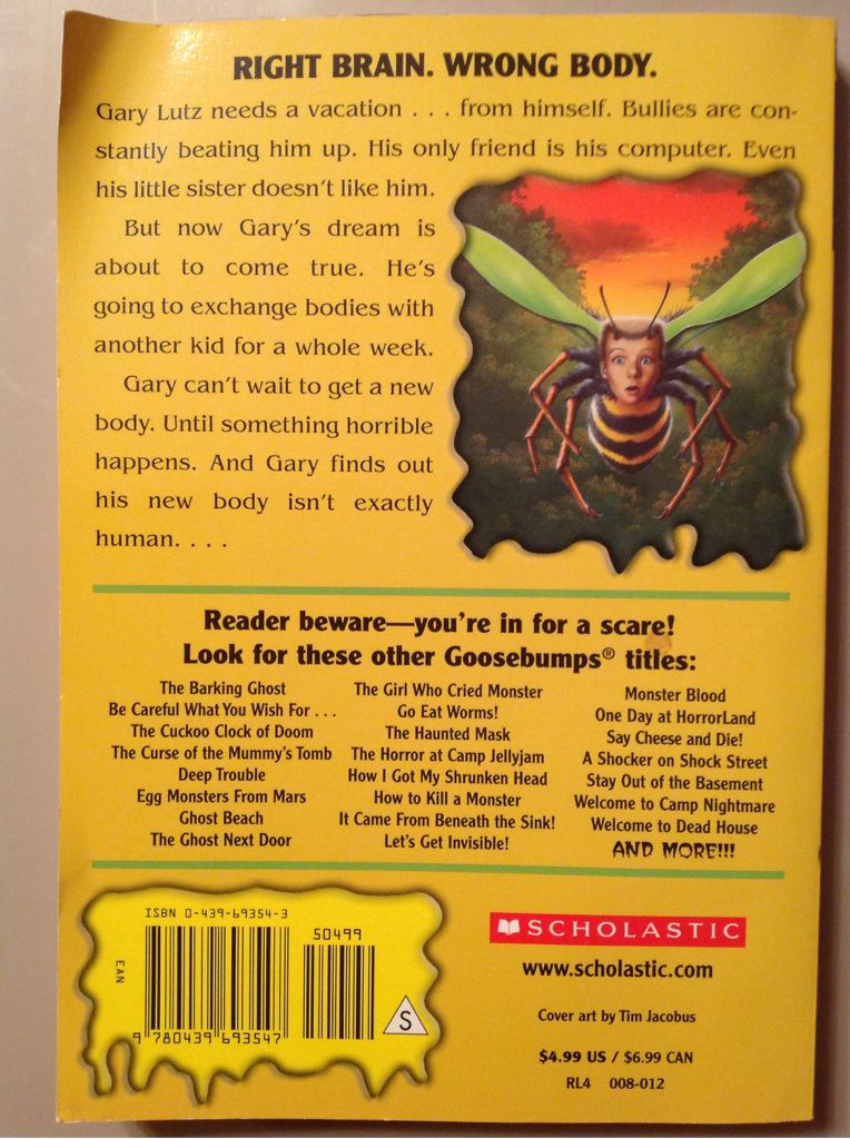 Goosebumps 17: Why I’m Afraid Of Bees - R. L. Stine (Scholastic Inc. - Paperback) book collectible [Barcode 9780439693547] - Main Image 2