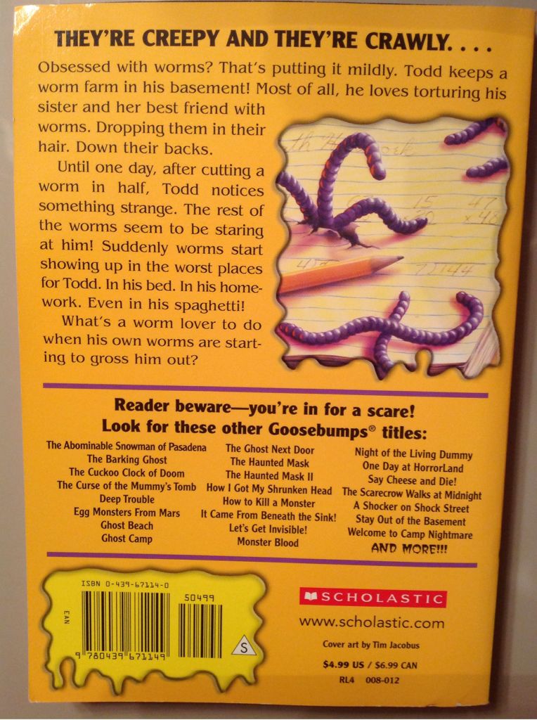 Goosebumps: Go Eat Worms! - R.L Stine (Scholastic Paperbacks - Paperback) book collectible [Barcode 9780439671149] - Main Image 2