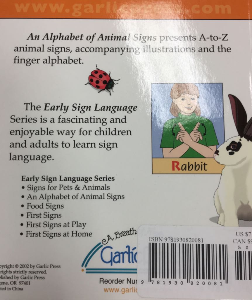 An Alphabet of Animal Signs - Stan Collins (- Board Book) book collectible [Barcode 9781930820081] - Main Image 2