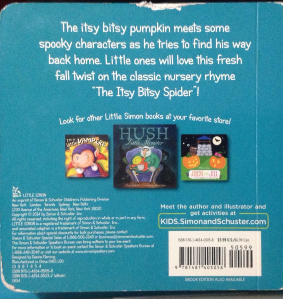 Itsy Bitsy Pumpkin Board Book, The - Sonali Fry (Little Simon - Board Book) book collectible [Barcode 9781481405058] - Main Image 2