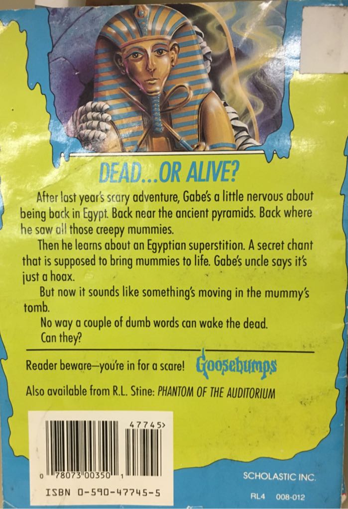Goosebumps #23: Return of the Mummy - R.L. Stine (Scholastic - Paperback) book collectible [Barcode 9780590477451] - Main Image 2