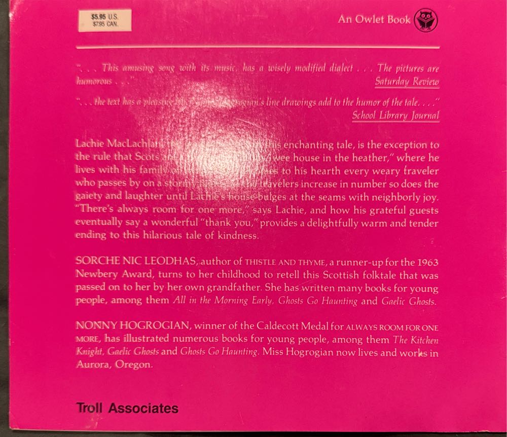 Always Room for One More - Sorche Nic Leodhas (Macmillan - Paperback) book collectible [Barcode 9780805003307] - Main Image 2