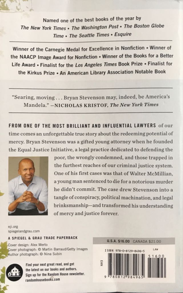 Just Mercy: A Story Of Justice And Redemption - Bryan Stevenson (Spiegel & Grau - Paperback) book collectible [Barcode 9780812984965] - Main Image 2