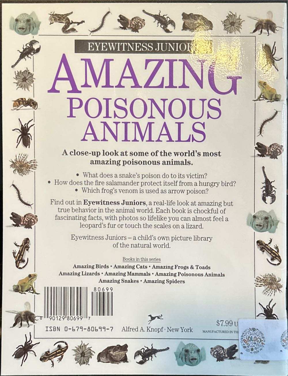 Amazing Poisonous Animals - Alexandra Parsons (Knopf Books for Young Readers) book collectible [Barcode 9780679806998] - Main Image 3