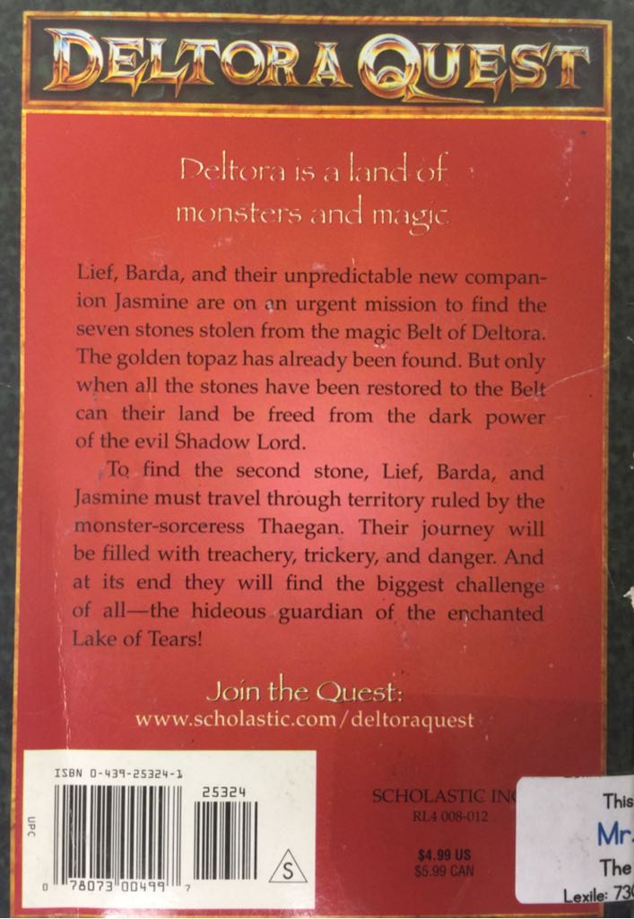Deltora Quest 2: The Lake of Tears - Emily Rodda (Scholastic Inc. - Paperback) book collectible [Barcode 9780439253246] - Main Image 2