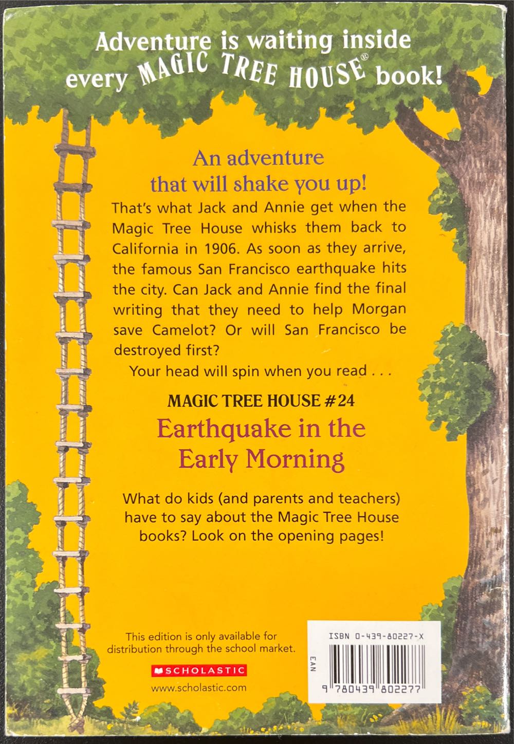 Magic Tree House #24: Earthquake in the Early Morning - Mary Pope Osborne (Scholastic Inc. - Paperback) book collectible [Barcode 9780439802277] - Main Image 2
