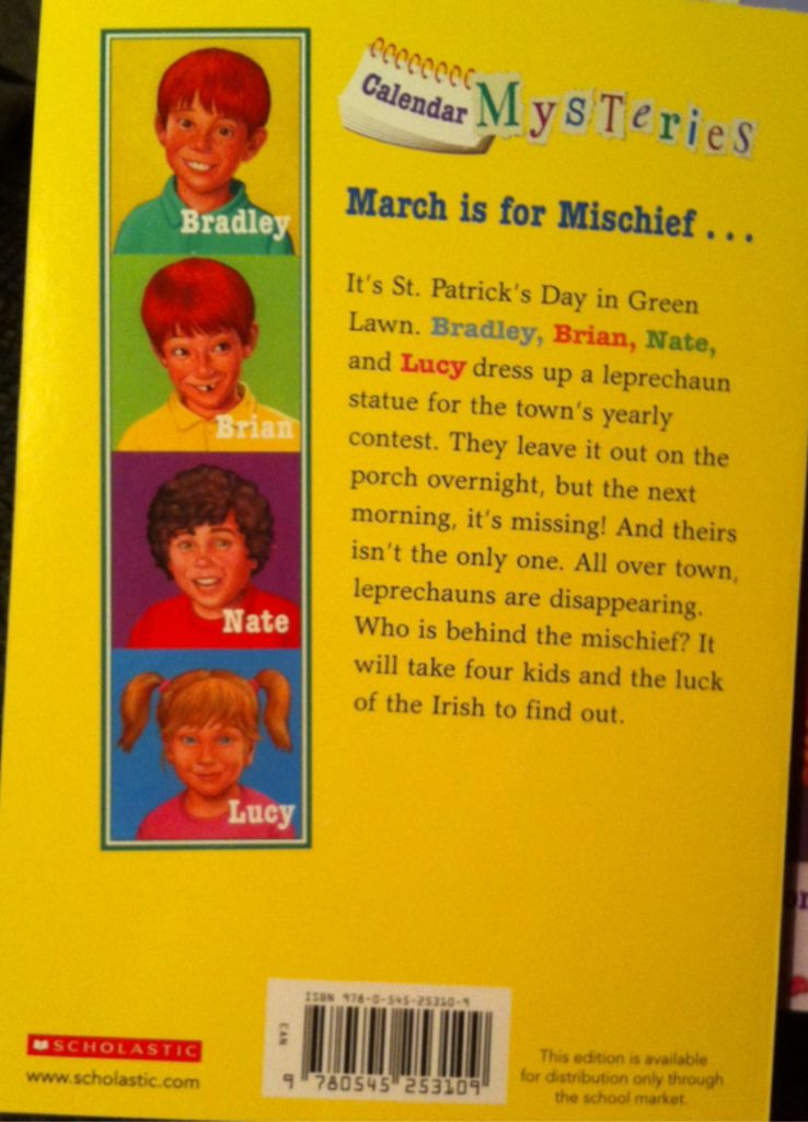 Calendar Mysteries #3: March Mischief - Ron Roy (Scholastic Paperbacks - Paperback) book collectible [Barcode 9780545253109] - Main Image 2