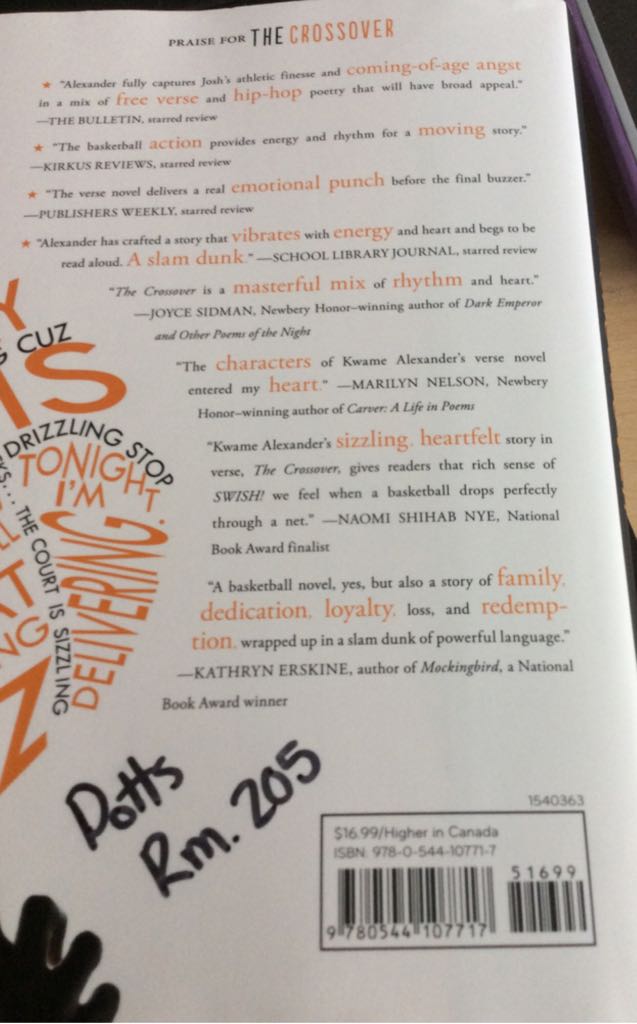 The Crossover - Kwame Alexander (Clarion Books - Hardcover) book collectible [Barcode 9780544107717] - Main Image 2