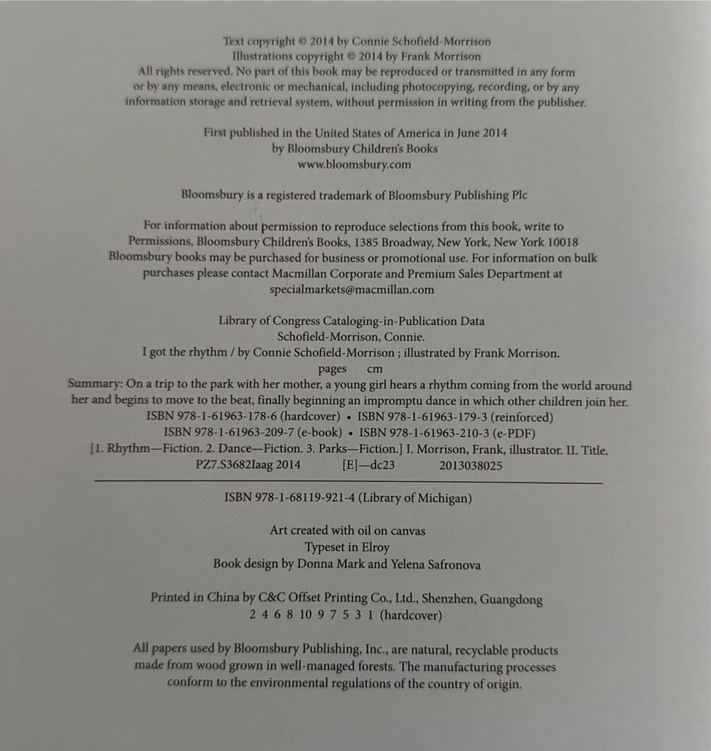 I Got The Rhythm - Connie Schofield-Morrison (Bloomsburry Children’s Books - Hardcover) book collectible [Barcode 9781619631786] - Main Image 3