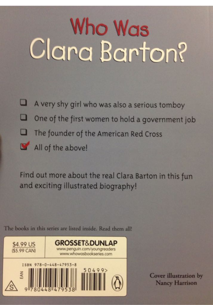 Who Was Clara Barton? - Stephanie Spinner (Penguin Group - Paperback) book collectible [Barcode 9780448479538] - Main Image 2