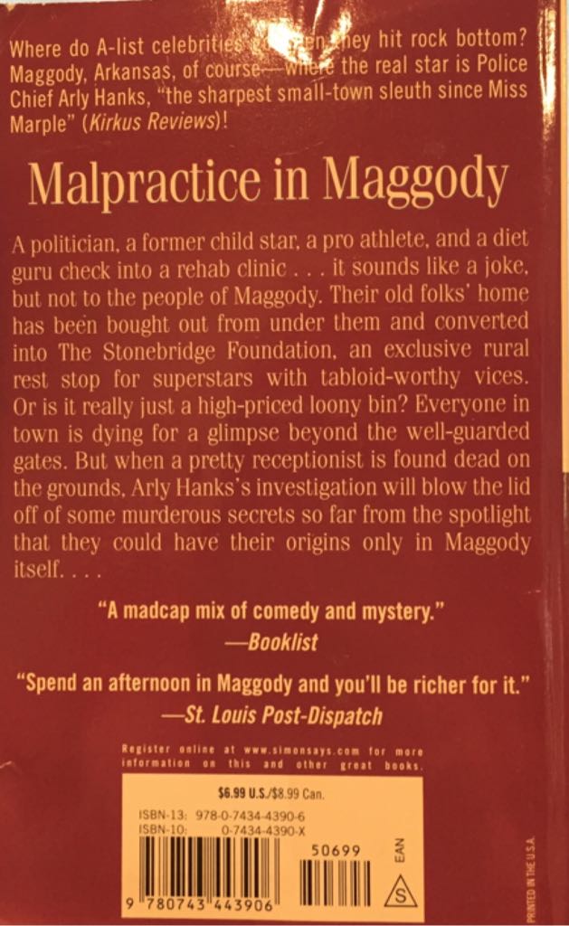 Malpractice in Maggody - Joan Hess (Simon and Schuster - Paperback) book collectible [Barcode 9780743443906] - Main Image 2