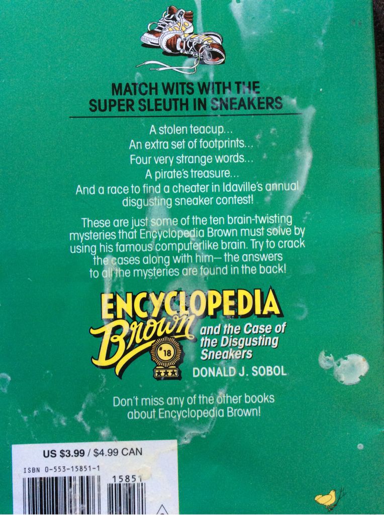 Encyclopedia Brown and the Case of the Disgusting Sneakers - Donald J. Sobol (Dell Publishing Co., Inc. - Paperback) book collectible [Barcode 9780553158519] - Main Image 2