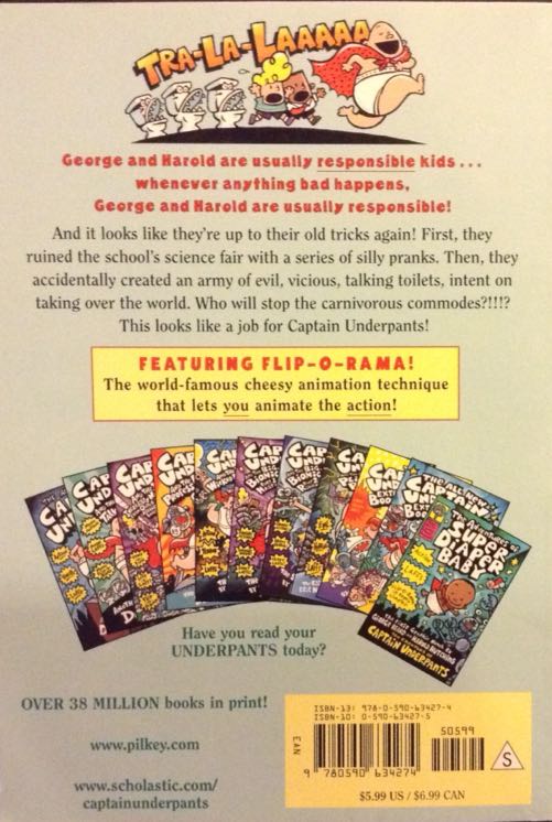 Captain Underpants #2: Captain Underpants And The Attack Of The Talking Toilets - Dav Pilkey (Scholastic Inc - Paperback) book collectible [Barcode 9780590634274] - Main Image 2
