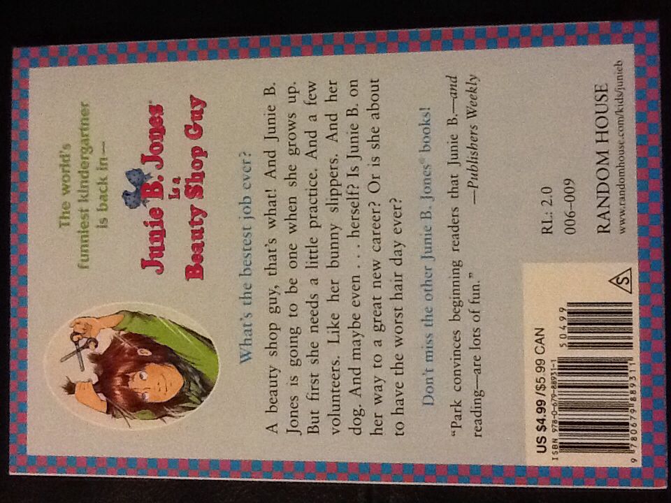 Junie B. Jones #11 Is A Beauty Shop Guy - Barbara Park (Random House - Hardcover) book collectible [Barcode 9780679889311] - Main Image 2