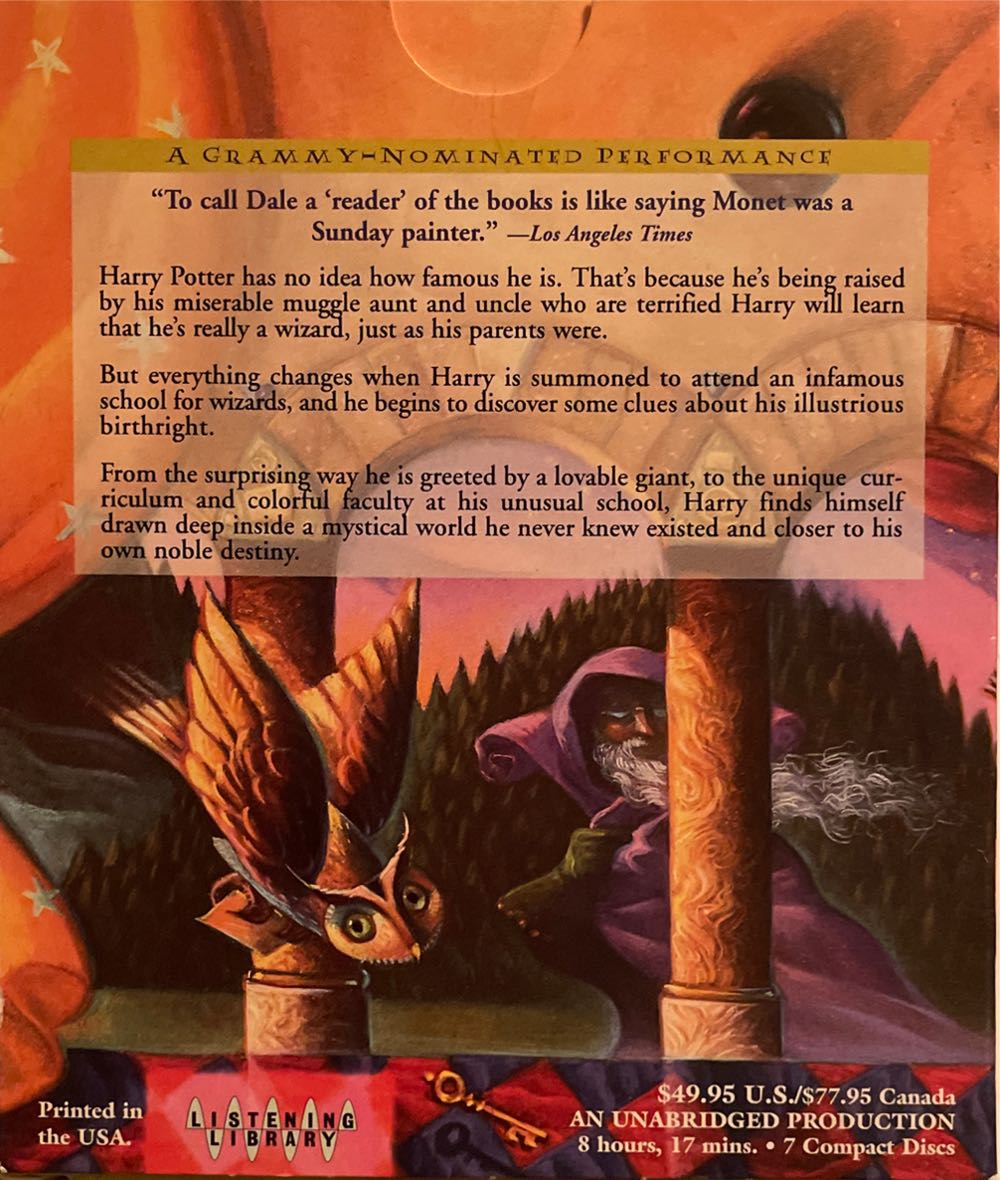 Harry Potter and The Sorcerers Stone - J.K. Rowling (Listening Library - Hardcover) book collectible [Barcode 9780807281956] - Main Image 2