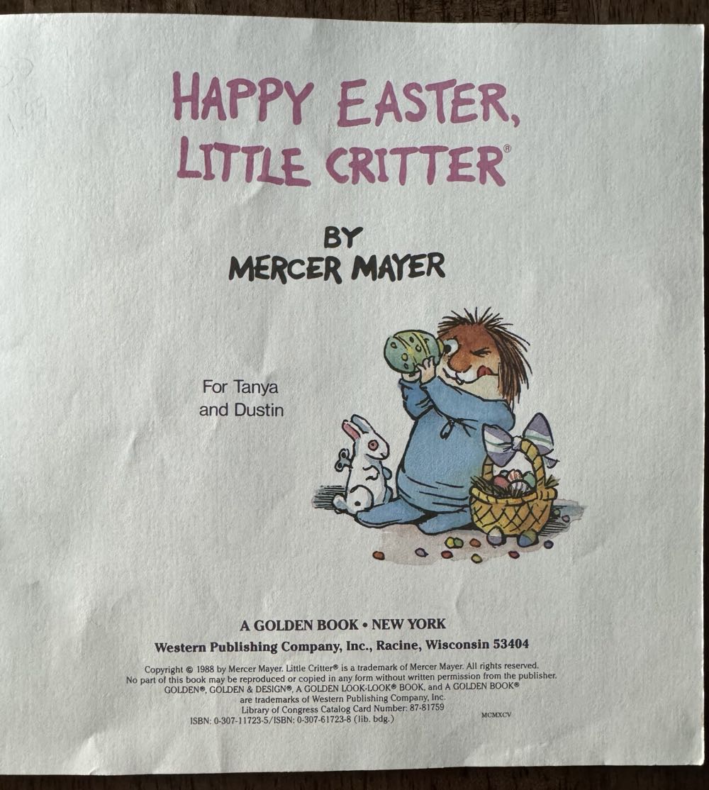 Happy Easter, Little Critter - Mercer Mayer (Random House Books for Young Readers - Paperback) book collectible [Barcode 9780307117236] - Main Image 3