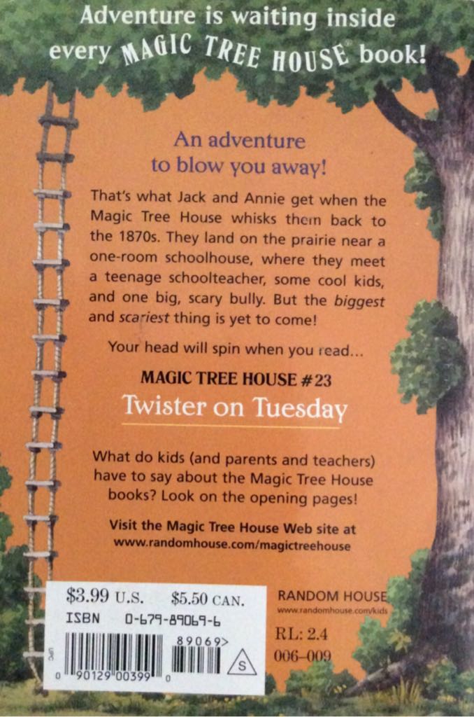 Magic Tree House #23 Twister On Tuesday 1870 - Pioneers - American History - Mary Pope Osborne (Paw Prints - Paperback) book collectible [Barcode 9780439336840] - Main Image 2