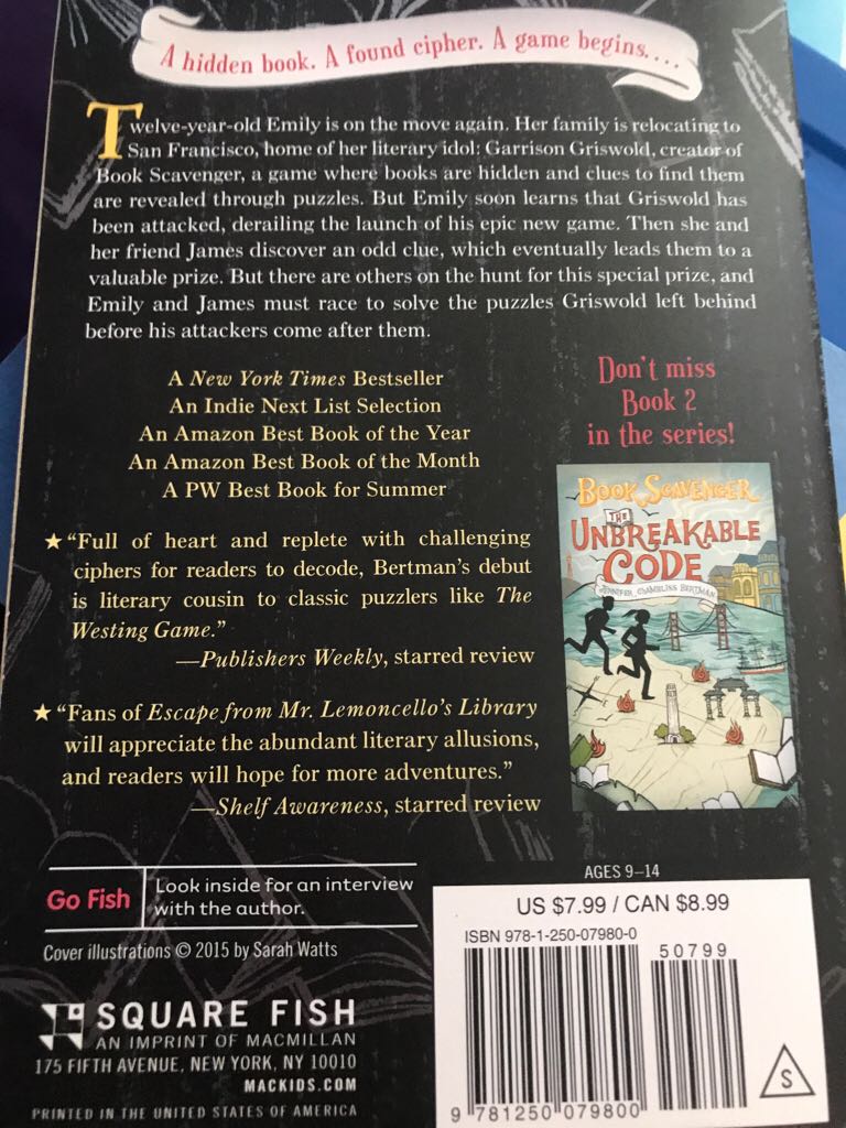 Book Scavenger - Jennifer Chambliss Bertman (Square Fish - Paperback) book collectible [Barcode 9781250079800] - Main Image 2