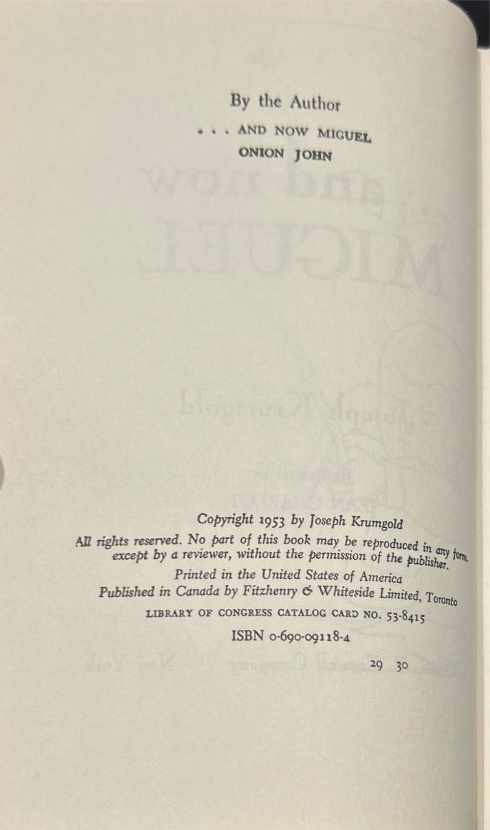 ...And Now Miguel - Joseph Krumgold (Harper Collins) book collectible [Barcode 9780690091182] - Main Image 2