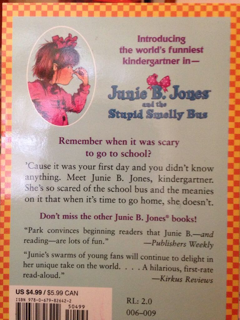 Junie B. Jones #1: And The Stupid Smelly - Barbara Park (Random House Inc. - Paperback) book collectible [Barcode 9780679826422] - Main Image 2