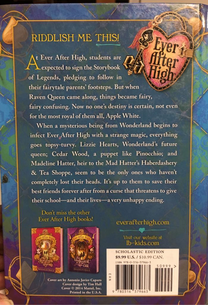Ever After High #3: A Wonderlandiful World - Shannon Hale (Tessa Ellie - Hardcover) book collectible [Barcode 9780316379663] - Main Image 2