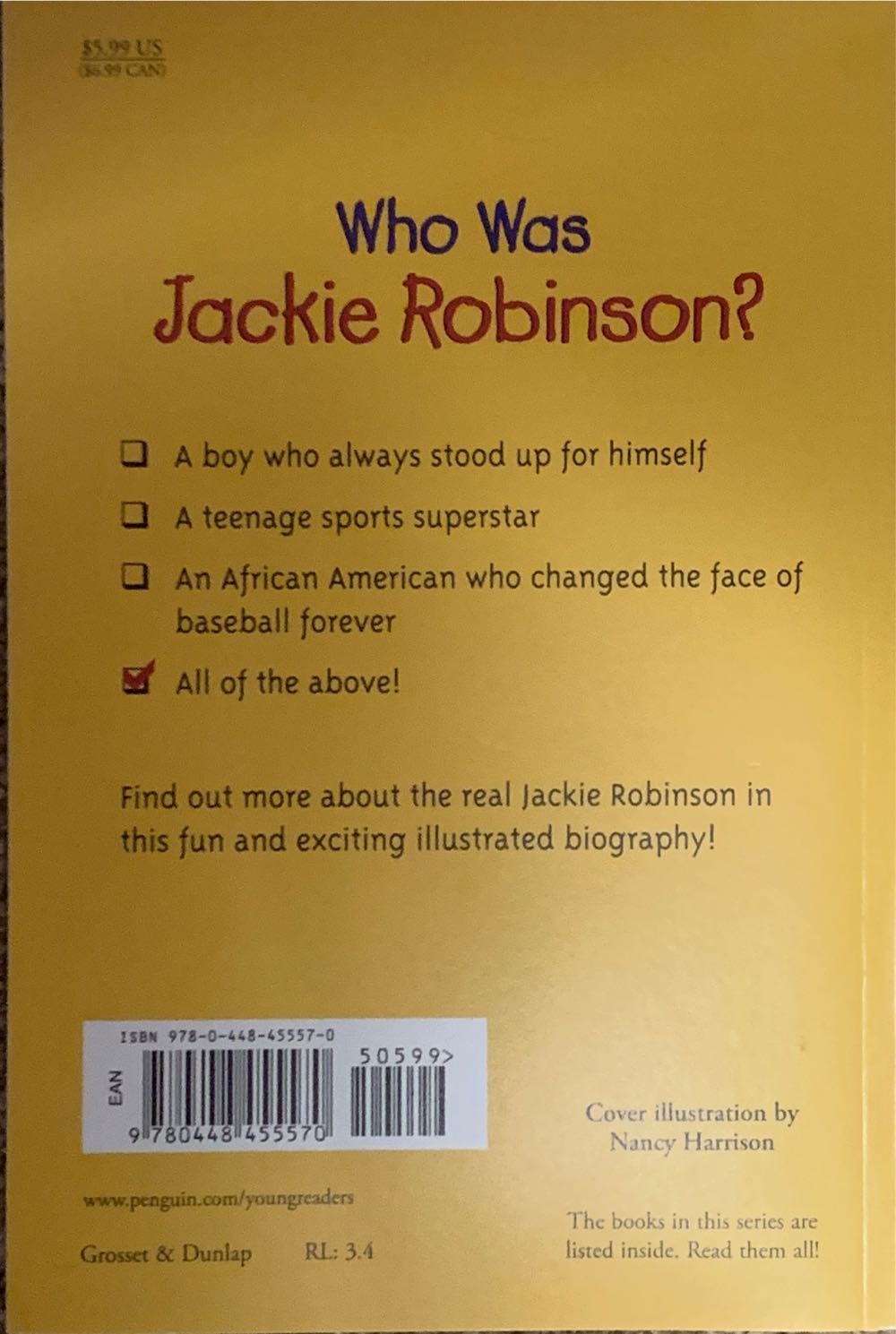 Who was Jackie Robinson? - Dean Koontz (Penguin Press - Paperback) book collectible [Barcode 9780448455570] - Main Image 2