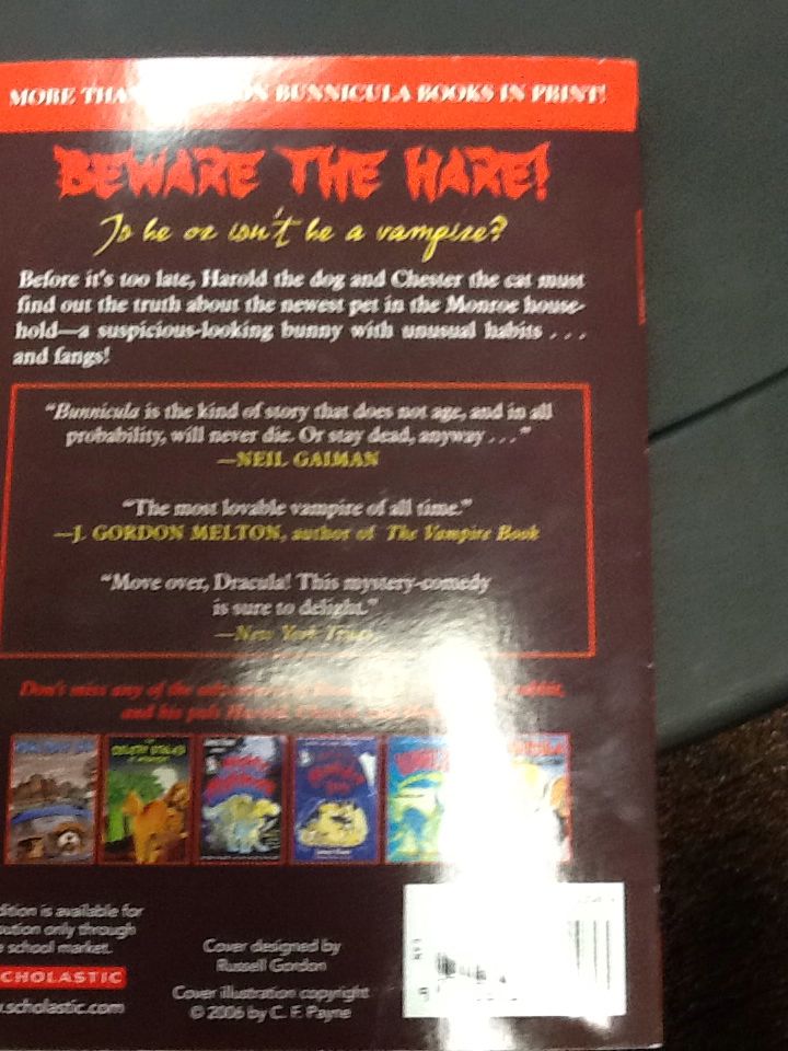 Bunnicula - James Howe (New York : Scholastic Press - Paperback) book collectible [Barcode 9780590313186] - Main Image 2