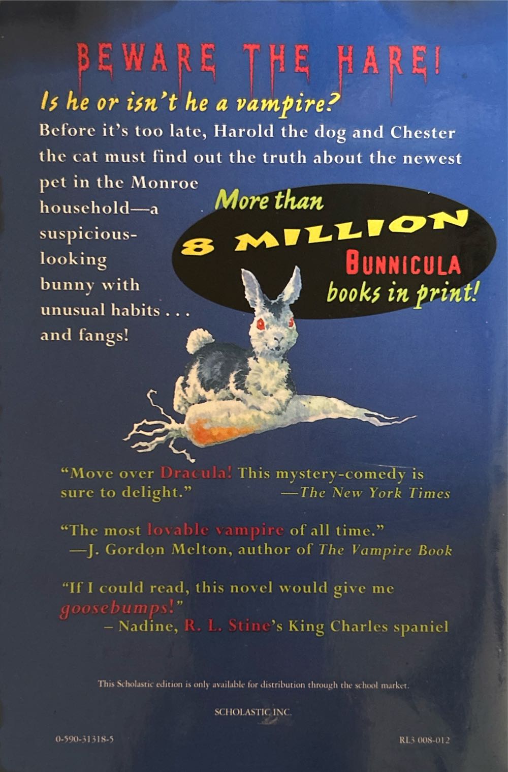 Book 1: Bunnicula A Rabbit-Tale of Mystery - James Howe (New York : Scholastic Press - Paperback) book collectible [Barcode 9780590313186] - Main Image 4