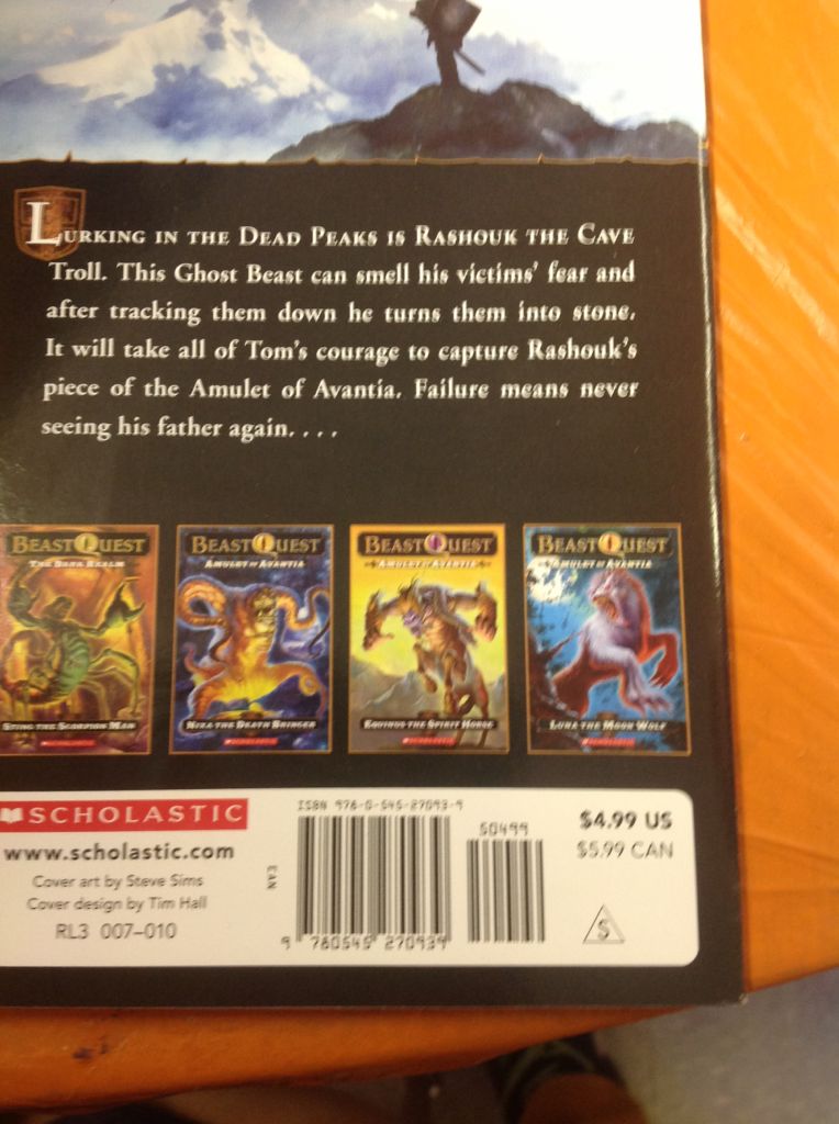 Beast Quest 21: Amulet Of Avantia: Rashouk The Cave Troll - Adam Blade (Scholastic Paperbacks - Paperback) book collectible [Barcode 9780545270939] - Main Image 2