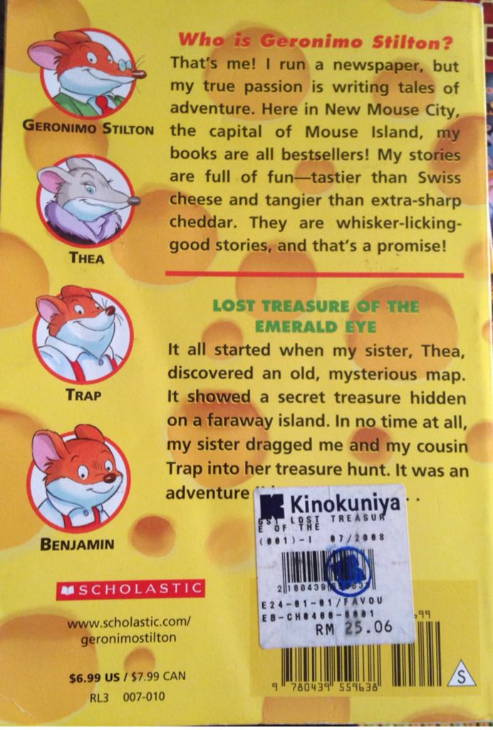 Geronimo Stilton #1: The Lost Treasure Of The Emerald Eye - Geronimo Stilton (Scholastic Inc - Paperback) book collectible [Barcode 9780439559638] - Main Image 2