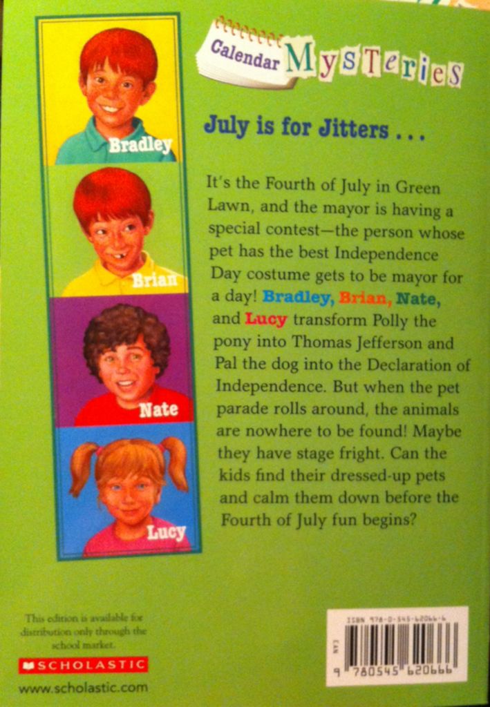 Calendar Mysteries #7: July Jitters - Ron Roy (Scholastic Paperbacks - Paperback) book collectible [Barcode 9780545620666] - Main Image 2