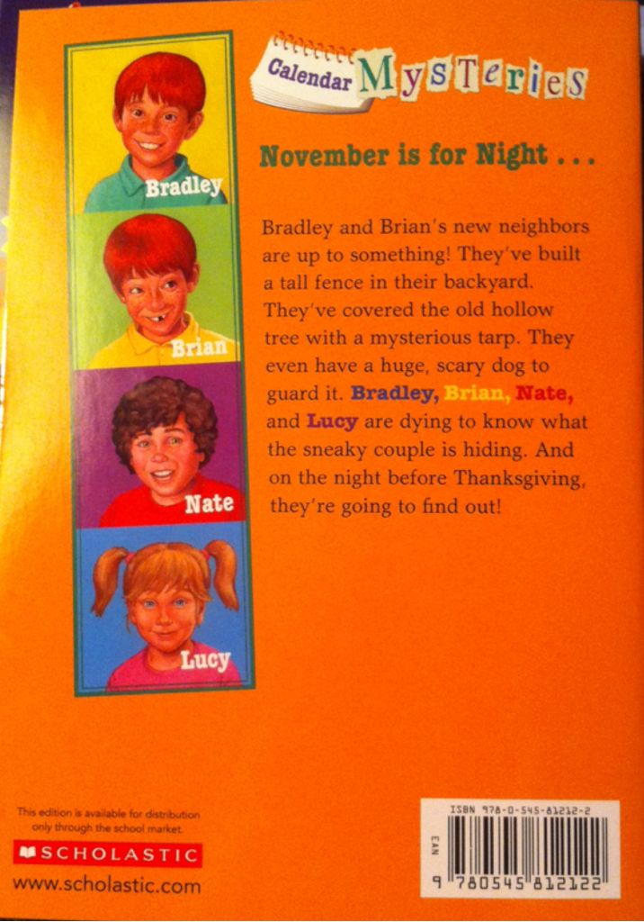 Calendar Mysteries 11: November Night - Ron Roy (Scholastic Paperbacks - Paperback) book collectible [Barcode 9780545812122] - Main Image 2