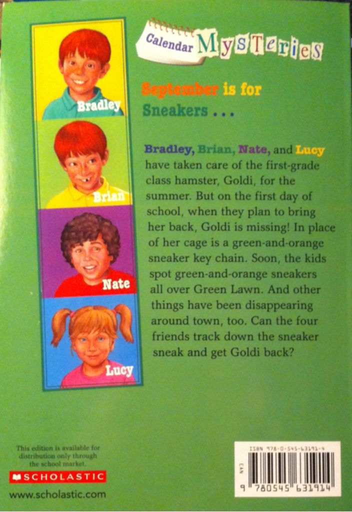 Calendar Mysteries 9: September Sneakers - Ron Roy (Scholastic Paperbacks - Paperback) book collectible [Barcode 9780545631914] - Main Image 2