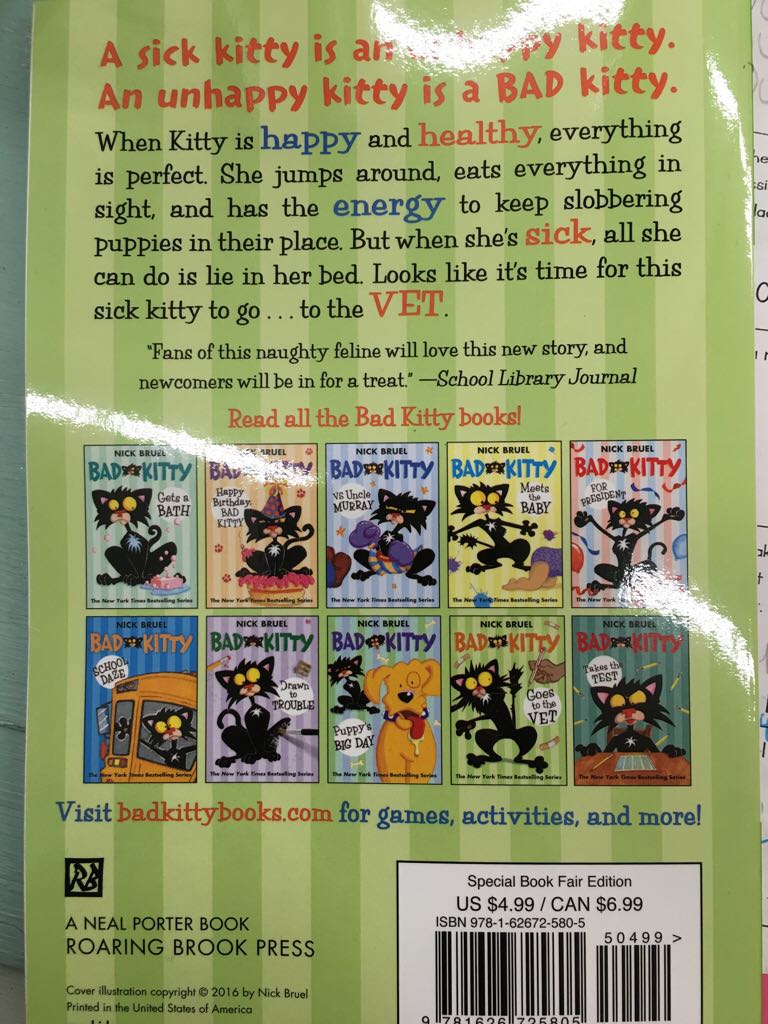 Bad Kitty Goes To The Vet - Nick Bruel (Scholastic Books, Inc. - Paperback) book collectible [Barcode 9781626725805] - Main Image 2