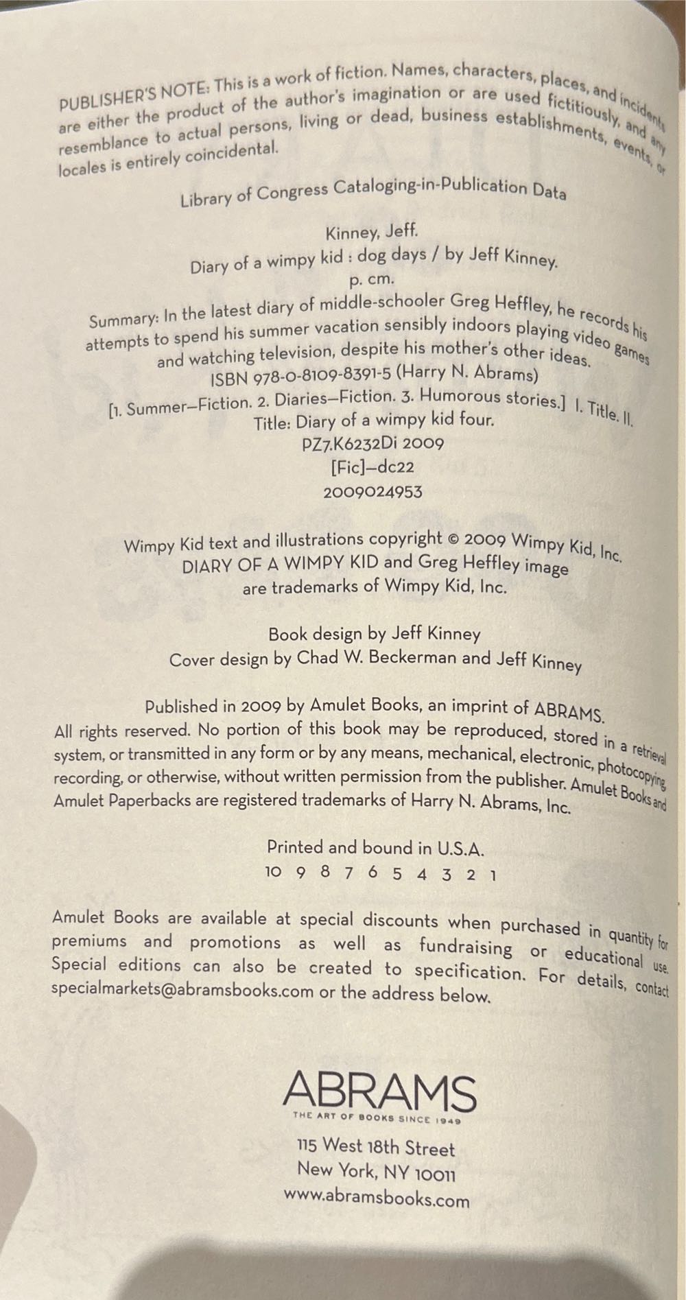 Diary Of A Wimpy Kid #04: Dog Days - Jeff Kinney (Amulet Books - Hardcover) book collectible [Barcode 9780810983915] - Main Image 4