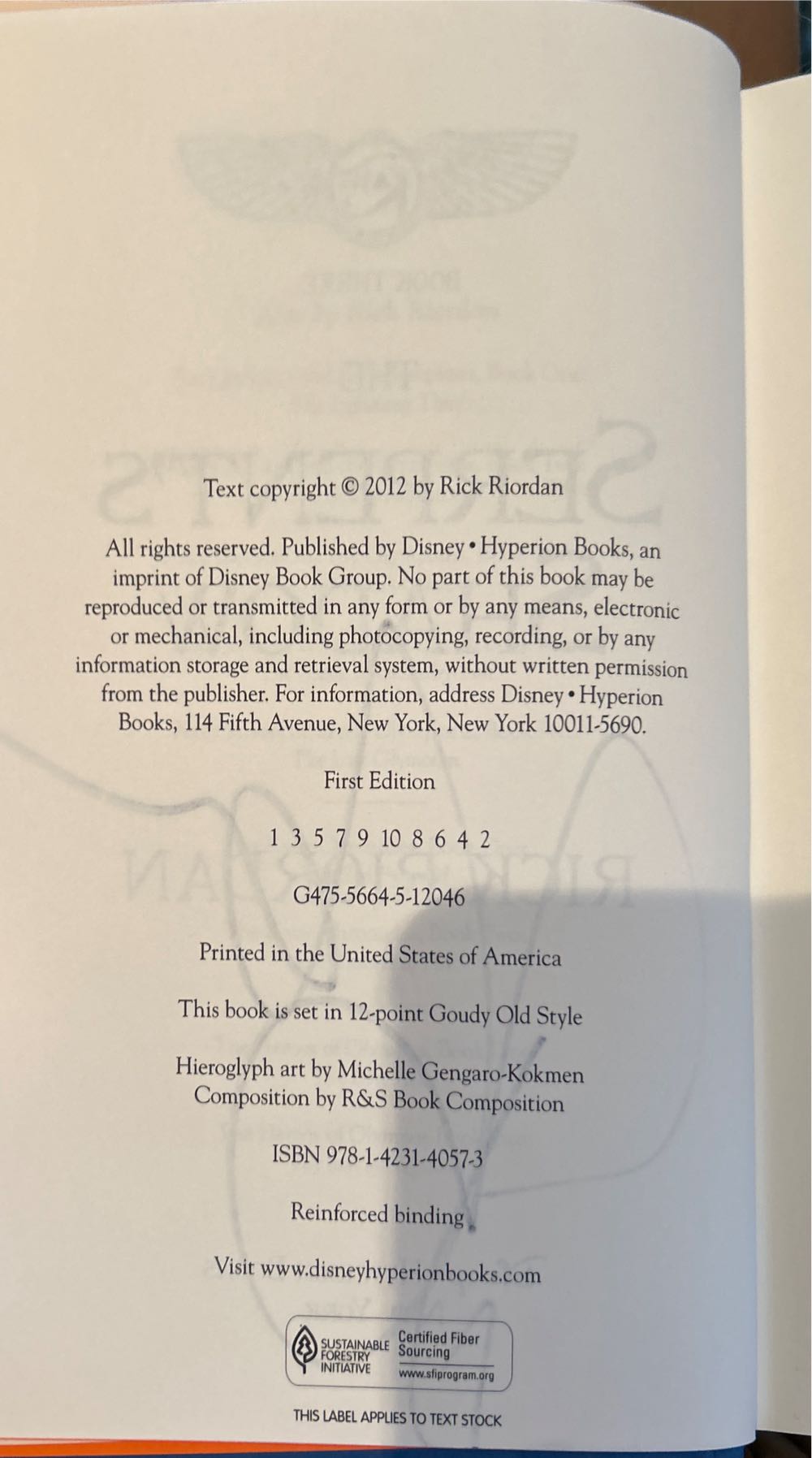 The Serpent’s Shadow - Rick Riordan (Hyperion Books - Hardcover) book collectible [Barcode 9781423140573] - Main Image 4