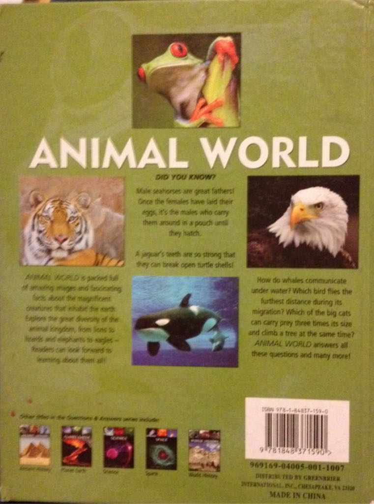 Animal World Questions & Answers - Author Unknown (Capella - Hardcover) book collectible [Barcode 9781848371590] - Main Image 2