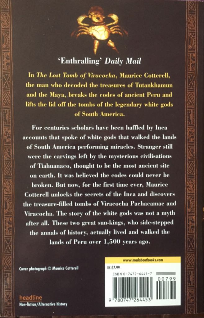 Lost Tomb of Viracocha, The - Maurice Cotterell (Headline Book Publishing - Paperback) book collectible [Barcode 9780747264453] - Main Image 2