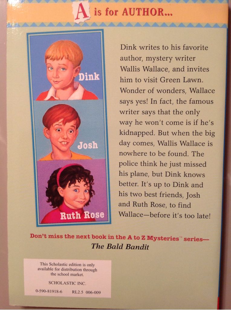 A To Z Mysteries: The Absent Author - Ron Roy (Scholastic Inc - Paperback) book collectible [Barcode 9780590819183] - Main Image 2