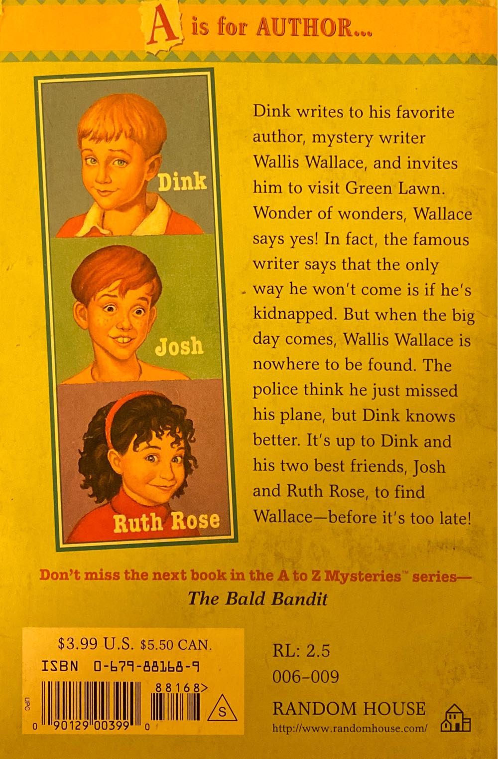 A-Z Mysteries: The Absent Author - Ron Roy (Random House of Canada - Paperback) book collectible [Barcode 9780679881681] - Main Image 2