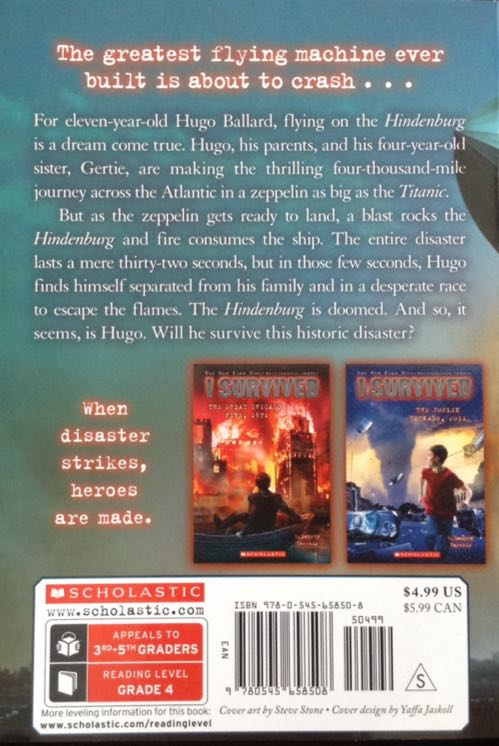 I Survived the Hindenburg Disaster, 1937 (I Survived #13) - Lauren Tarshis (Scholastic Paperbacks - Paperback) book collectible [Barcode 9780545658508] - Main Image 2