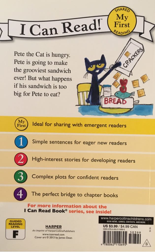 Pete The Cat: Pete’s Big Lunch - James Dean (Turtleback Books - Paperback) book collectible [Barcode 9780062110695] - Main Image 2