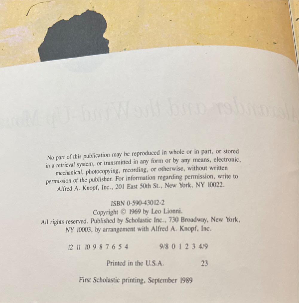 Alexander And The Wind-Up Mouse - Leo Lionni (Scholastic - Paperback) book collectible [Barcode 9780590430128] - Main Image 3
