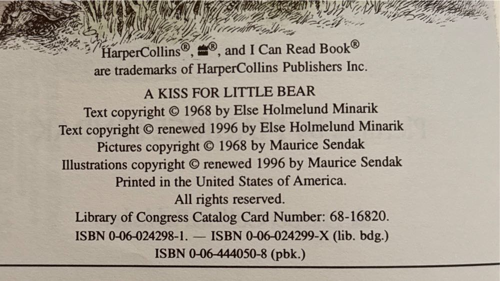 A ​Kiss for Little Bear - Else Holmelund Minarik (HarperCollins Publishers - Paperback) book collectible [Barcode 9780064440509] - Main Image 3
