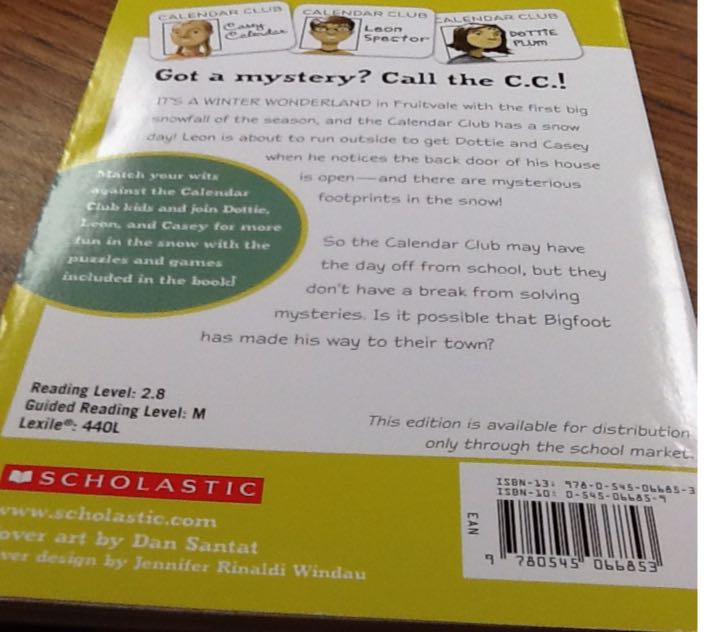 Calendar Club: Mystery Of The Snow Day Bigfoot - Nancy Star book collectible [Barcode 9780545066853] - Main Image 2
