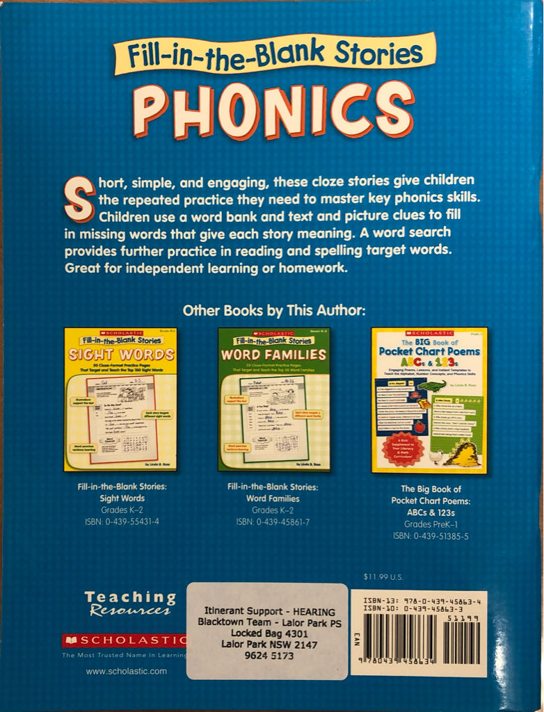 Fill-in-the-Blanks Stories: Phonics - Linda B. Ross (Scholastic Inc. - eBook) book collectible [Barcode 9780439458634] - Main Image 2